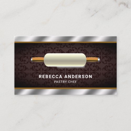 Metallic Steel Kitchen Rolling Pin Pastry Chef Business Card