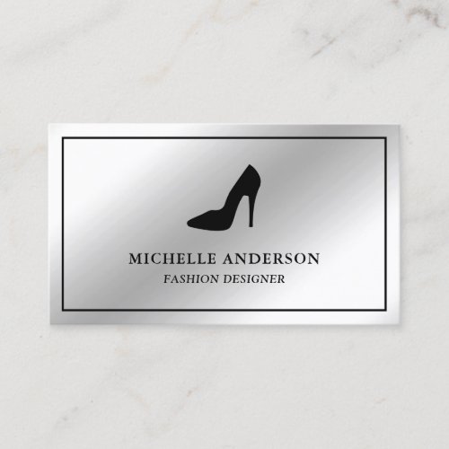 Metallic Steel Silver Foil High Heels Stilettos Business Card