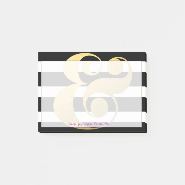Metallic & Stripes Ampersand Post-its Post-it Notes (Front)