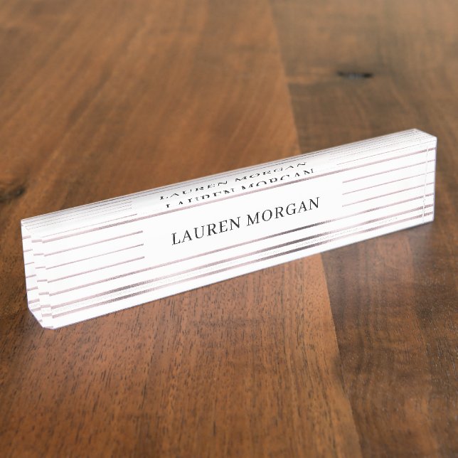 metallic stripes rose gold foil Desk Nameplate (Side)