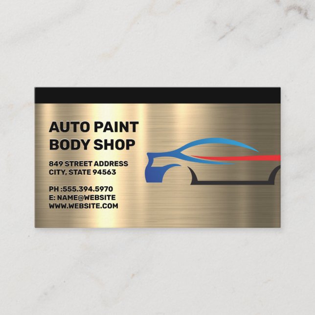 Metallic | Stylized Car Logo Business Card (Front)