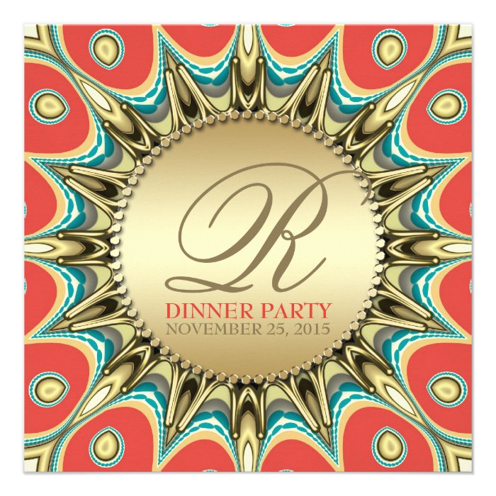 Metallic Sunflower Golden Dinner Party Invitations