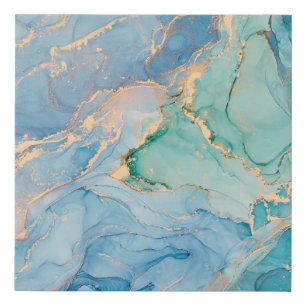 Metallic Swirls: Abstract Fluid Art Faux Canvas Print