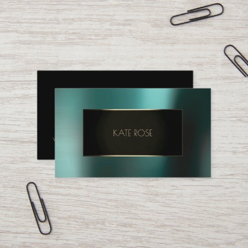 Metallic Teal Aquatic Black Champaign Frame Vip Business Card