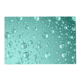 Metallic Teal-Green Abstract Rain Drops Placemat