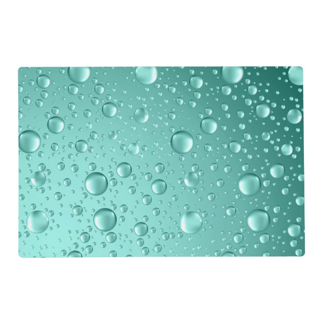 Metallic Teal-Green Abstract Rain Drops Placemat (Front)