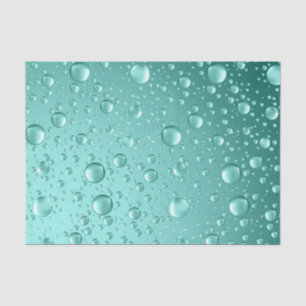Metallic Teal-Green Abstract Rain Drops Tissue Paper