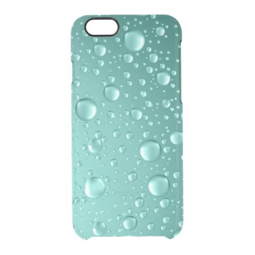 Metallic Teal_Green Abstract Rain Drops Clear iPhone 66S Case