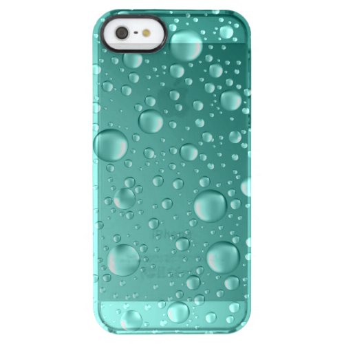 Metallic Teal_Green Abstract Rain Drops Clear iPhone SE55s Case