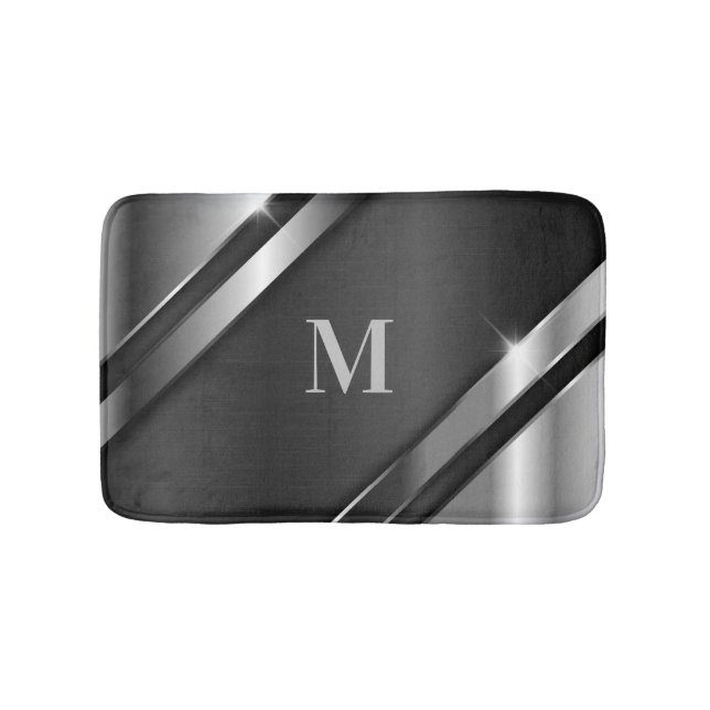 Metallic Texture Monogram Bath Mat (Front)