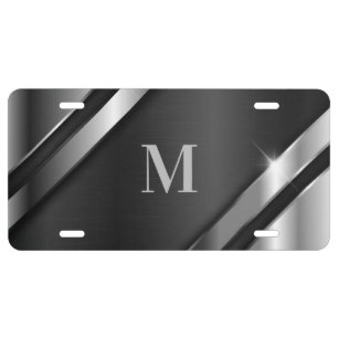 Metallic Texture Monogram License Plate