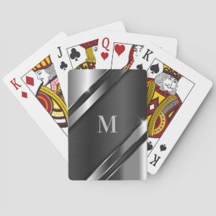 Metallic Texture Monogram Poker Cards