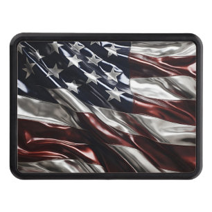 Metallic textured Patriotic American flag  Hitch Cover