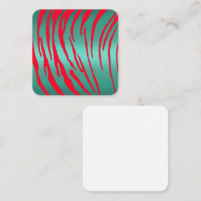 Metallic Tiger Stripes Green Red Note Card (Front/Back)