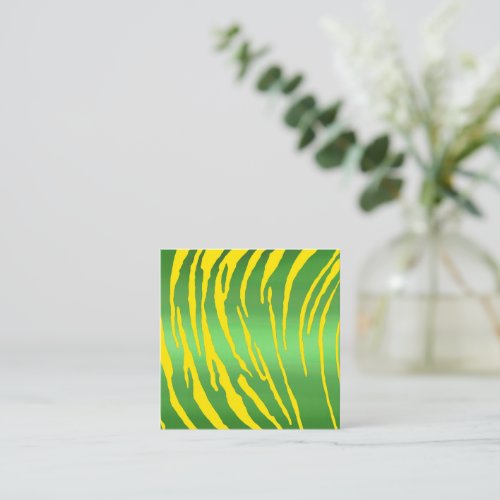 Metallic Tiger Stripes Green Yellow Note Card
