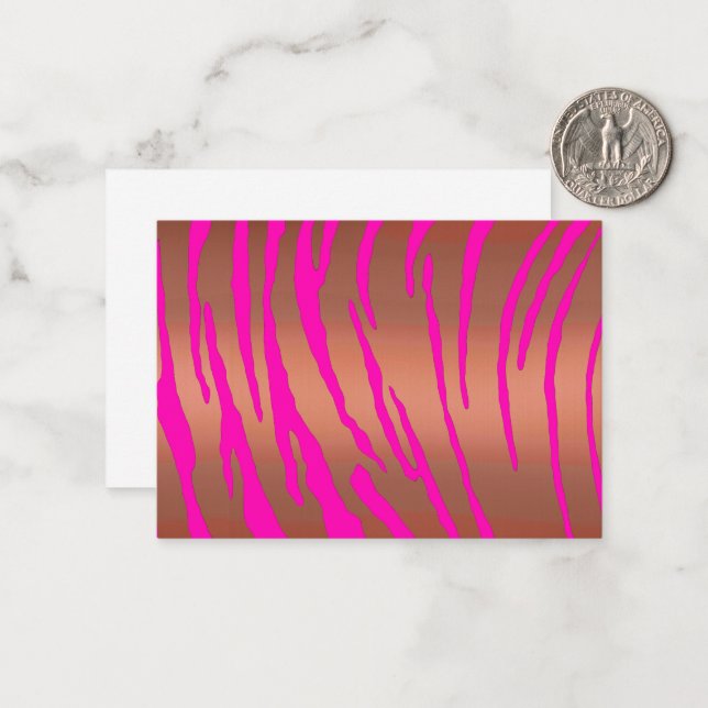 Metallic Tiger Stripes Pinks Note Card (Front/Back In Situ)