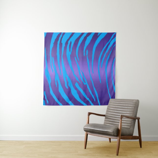 Metallic Tiger Stripes Purple Blue Tapestry (In Situ)
