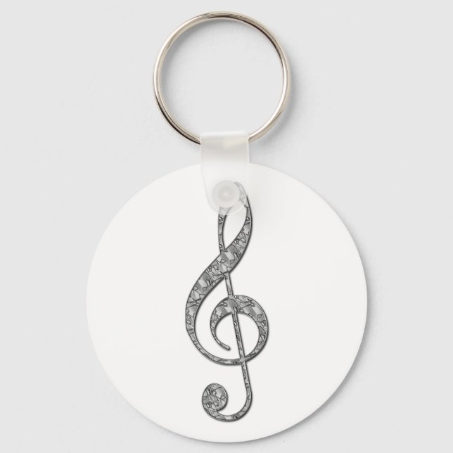 Metallic Treble Clef Keychain (Front)