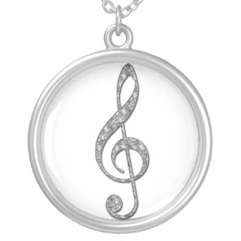 Metallic Treble Clef  Necklace by inkles at Zazzle
