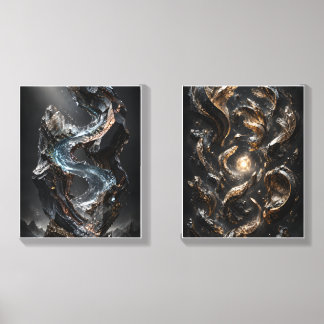 Metallic Tropical Flora Canvas Photo Tile