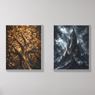 Metallic Tropical Flora Canvas Photo Tile