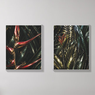 Metallic Tropical Flora Canvas Photo Tile