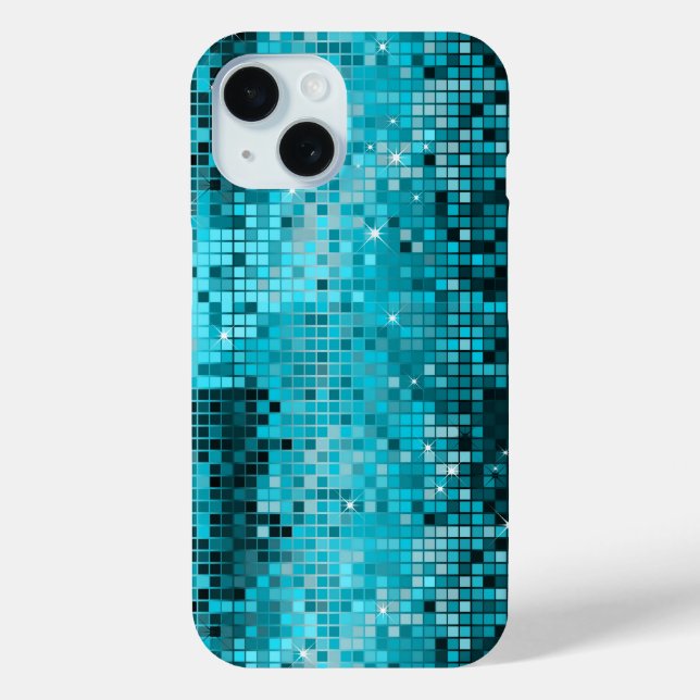 Metallic Turquois Sequins Look Disco Mirrors Bling Case-Mate iPhone Case (Back)