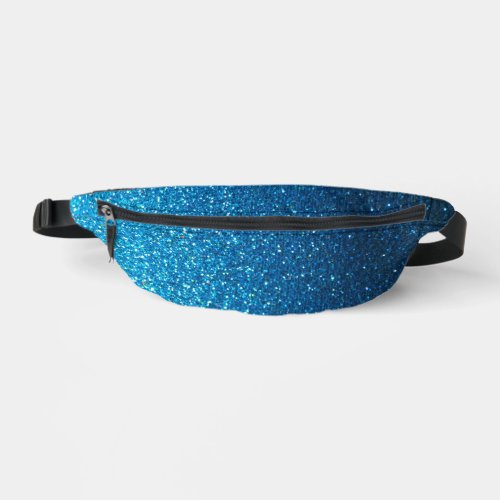 Metallic Turquoise Blue and Black Glitter Ombre Fanny Pack