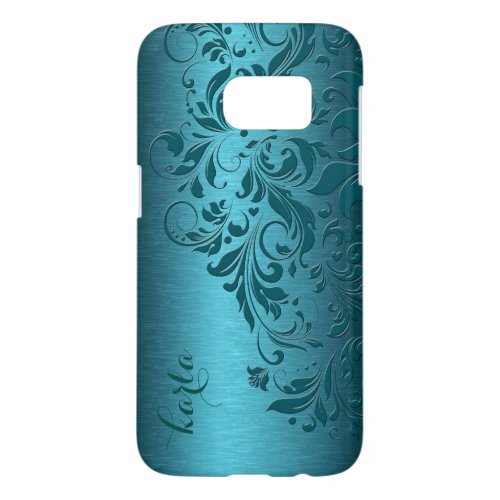 Metallic Turquoise Blue  Blue_Green Swirls Samsung Galaxy S7 Case