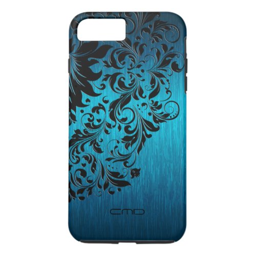 Metallic Turquoise Brushed Aluminum Black Lace 2 iPhone 8 Plus7 Plus Case