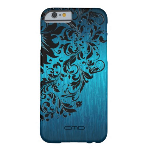 Metallic Turquoise Brushed Aluminum Black Lace 2 Barely There iPhone 6 Case