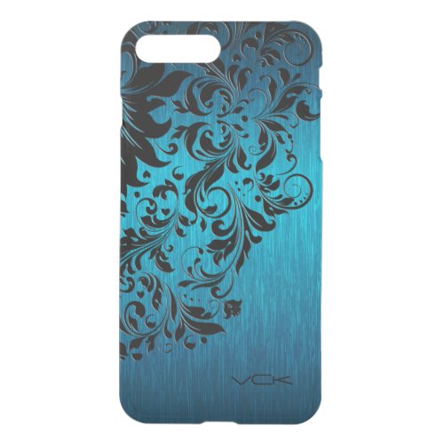 Metallic Turquoise Brushed Aluminum Black Lace 2 iPhone 8 Plus7 Plus Case
