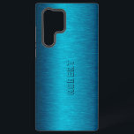 Metallic Turquoise Brushed Aluminum Look Samsung Galaxy S22 Ultra Case<br><div class="desc">Image of a metallic blue-green turquoise background brushed aluminum look. Optional monogram.</div>