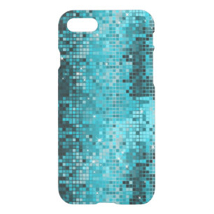 Metallic Turquoise Sequence Look Disco Mirrors iPhone SE/8/7 Case