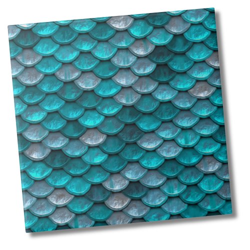 Metallic Turquoise Teal Mermaid Scales Pattern Ceramic Tile