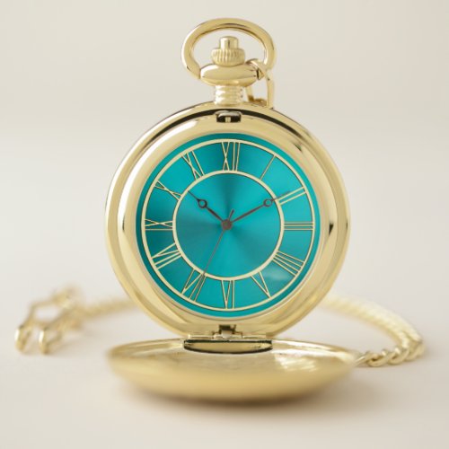 Metallic Turquoise Teral Blue Green Pocket Watch