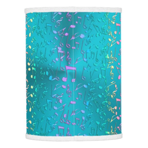 Metallic Turquoise with Colorful Music notes Lamp Shade