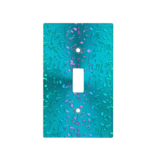 Metallic Turquoise with Colorful Music notes Light Switch Cover