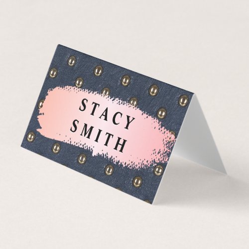 Metallic Upholstered Leather  Pink Brushed Business Card