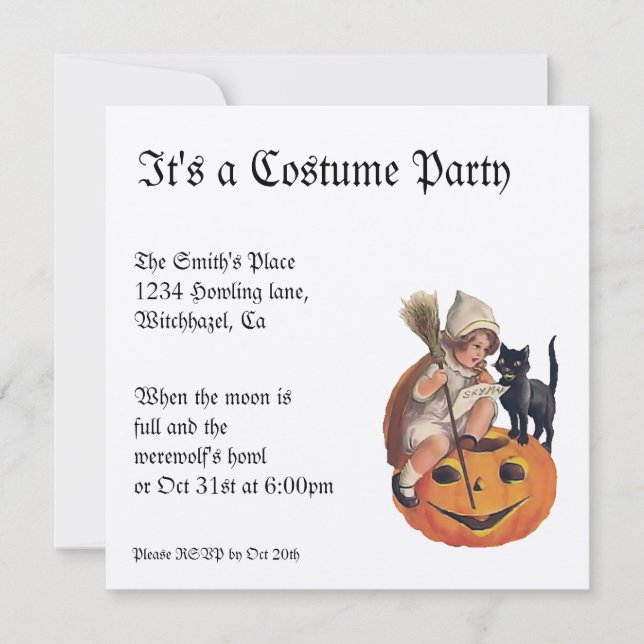 Metallic Vintage Halloween Invitation (Front)