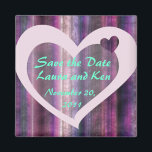 Metallic Violet Heart Save the Date Magnet<br><div class="desc">A violet heart with customizable text inside for your special occasion announcement on a purple metallic background.</div>