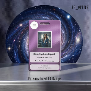 Metallic Violet Purple Dots, Custom Logo Photo ID Badge