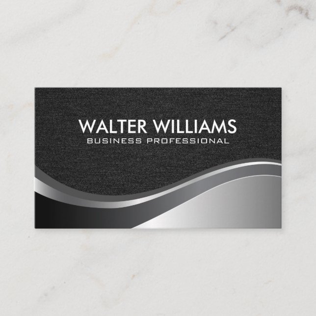Metallic Wave | Black Texture Business Card (Front)