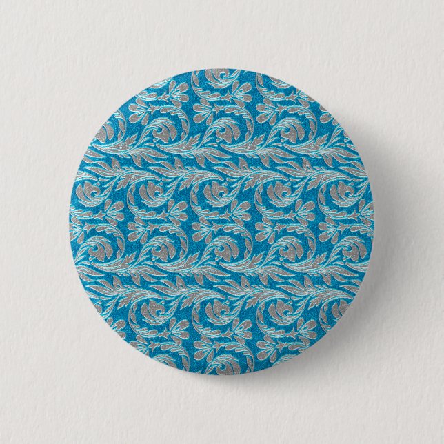 Metallic Waves, Lt Blue-White PIN BUTTON (Front)