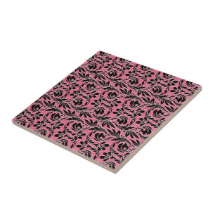 Metallic Waves, Lt Pink-Black-Ceramic Tile