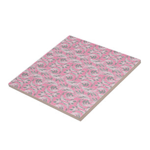 Metallic Waves, Lt Pink-White Ceramic Tile