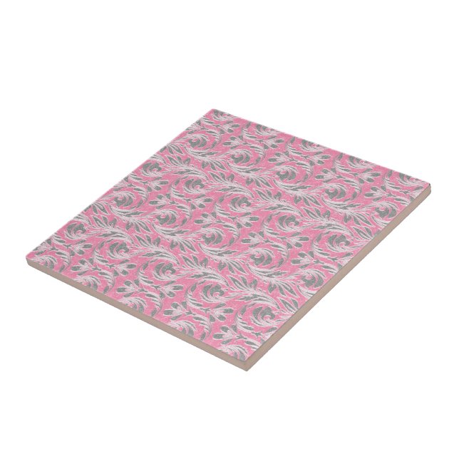 Metallic Waves, Lt Pink-White Ceramic Tile (Side)