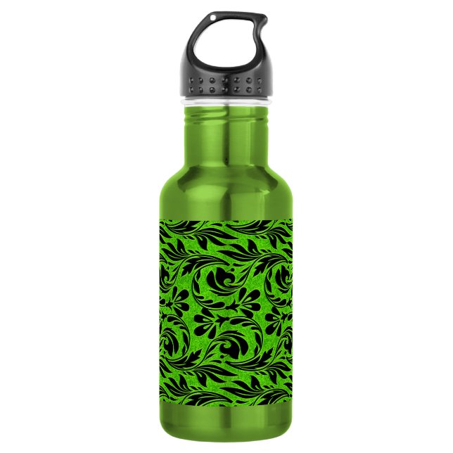 Metallic Waves, Neon-Black Water Bottle (Front)