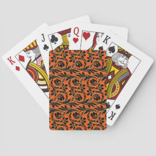 Metallic Waves Orange-Black Poker Cards