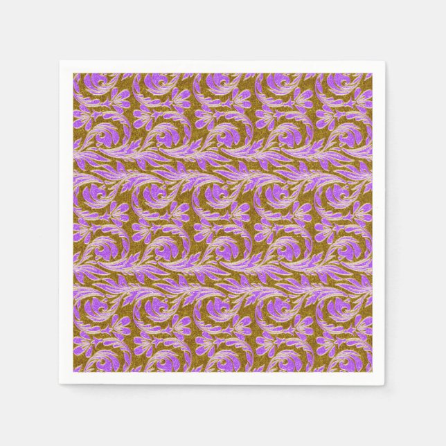 Metallic Waves-Purple-Gold-PAPER PARTY NAPKINS (Front)